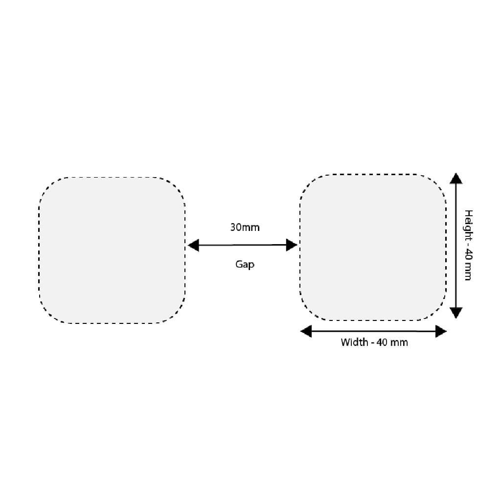 40mm cube Safety Decal sizing image 30mm gap