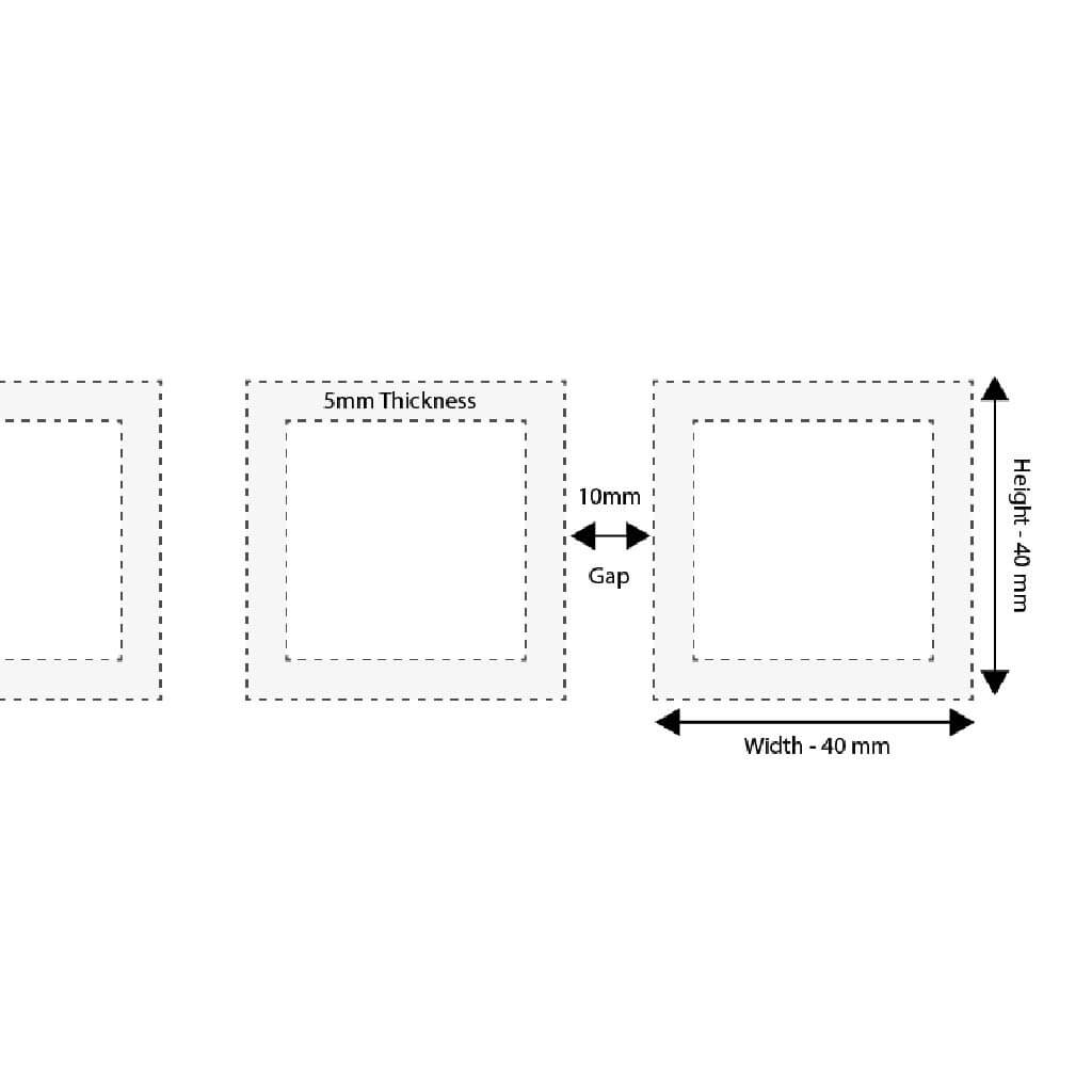 40mm square outline Safety Decal sizing image