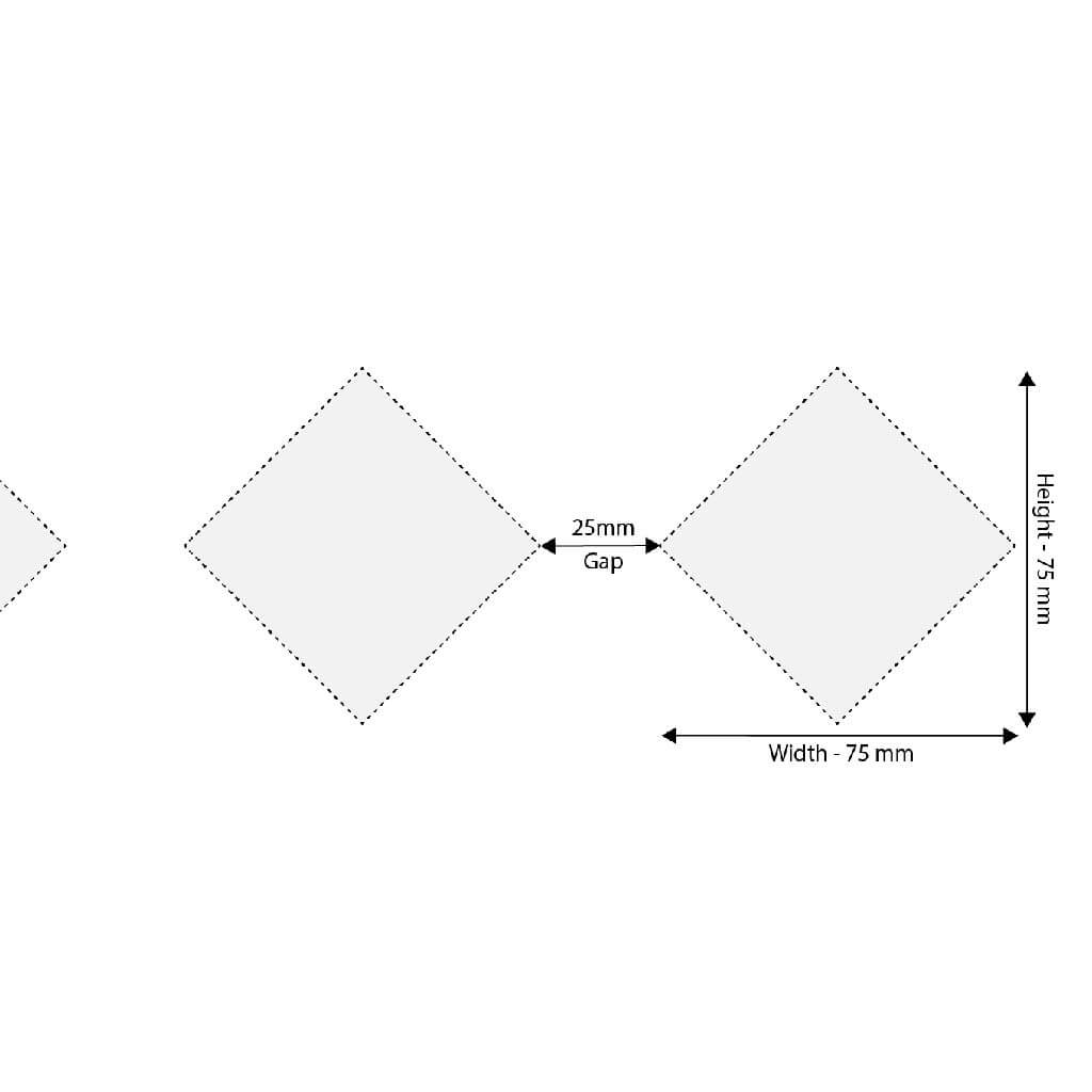 75mm Safety Decal diamond shape Sizing