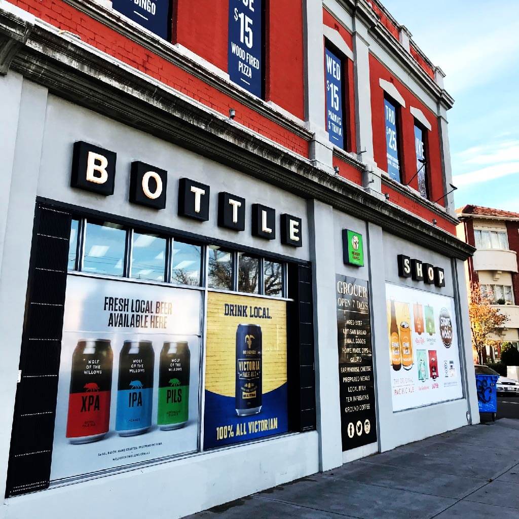 Bottle shop with window graphics