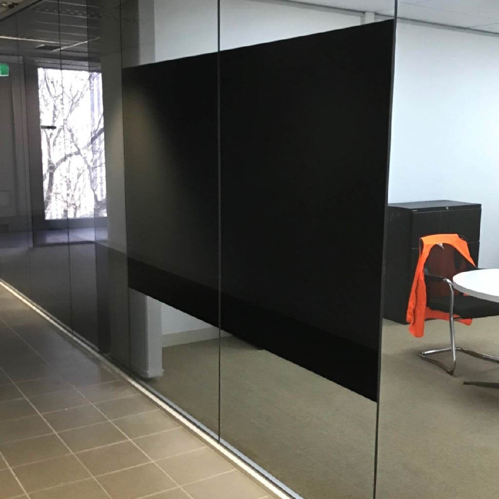 Meeting room with blackboard window film