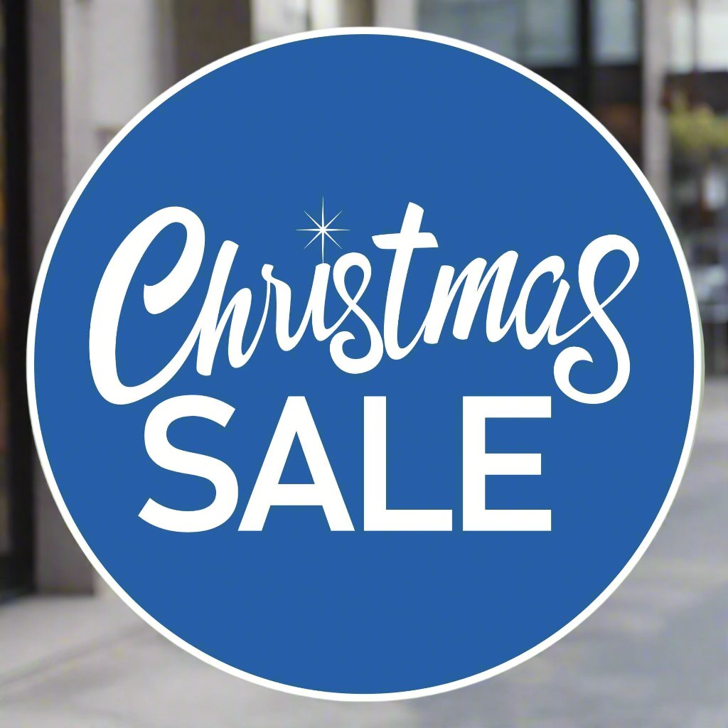 Christmas Sale Window Sticker Design Image Blue