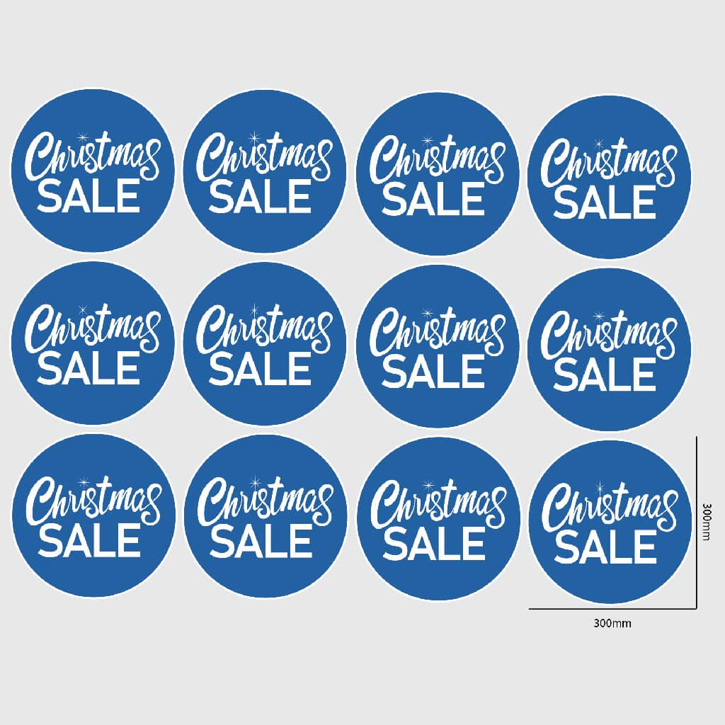 Christmas Sale Window Sticker Size Image Blue