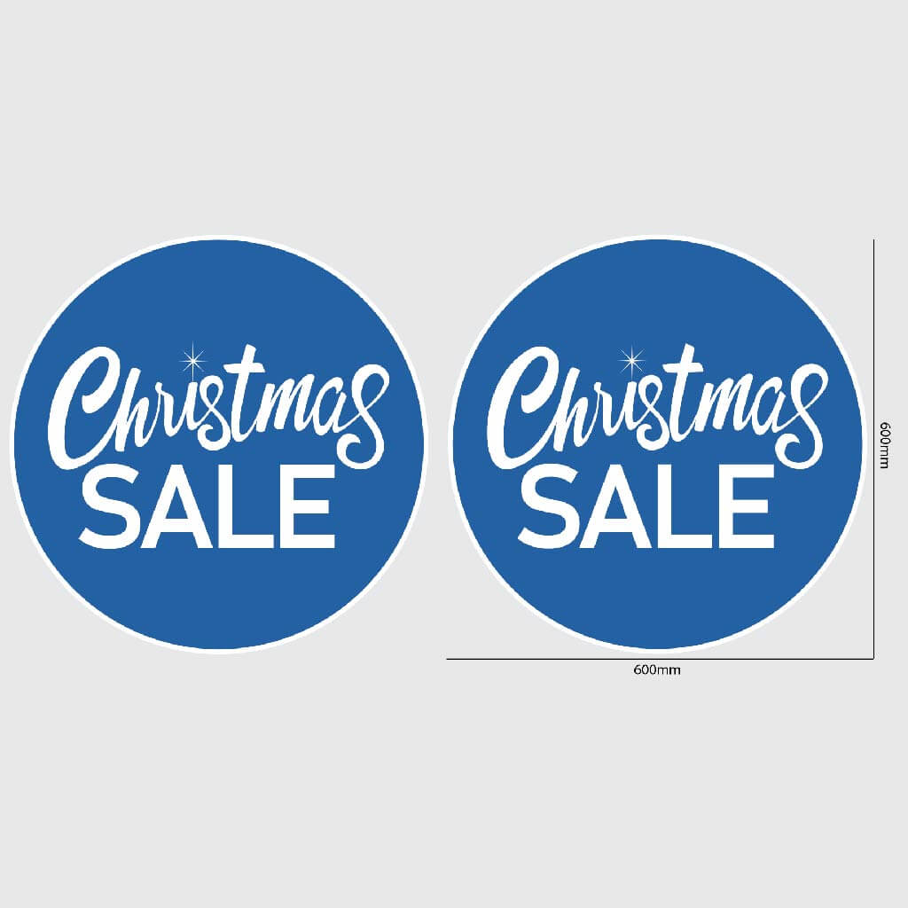 Christmas Sale Window Sticker Size Image Blue