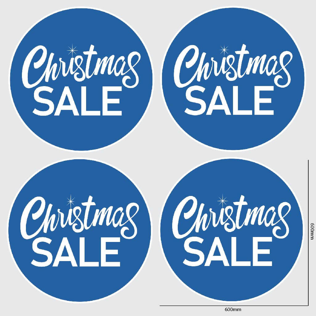 Christmas Sale Window Sticker Size Image Blue