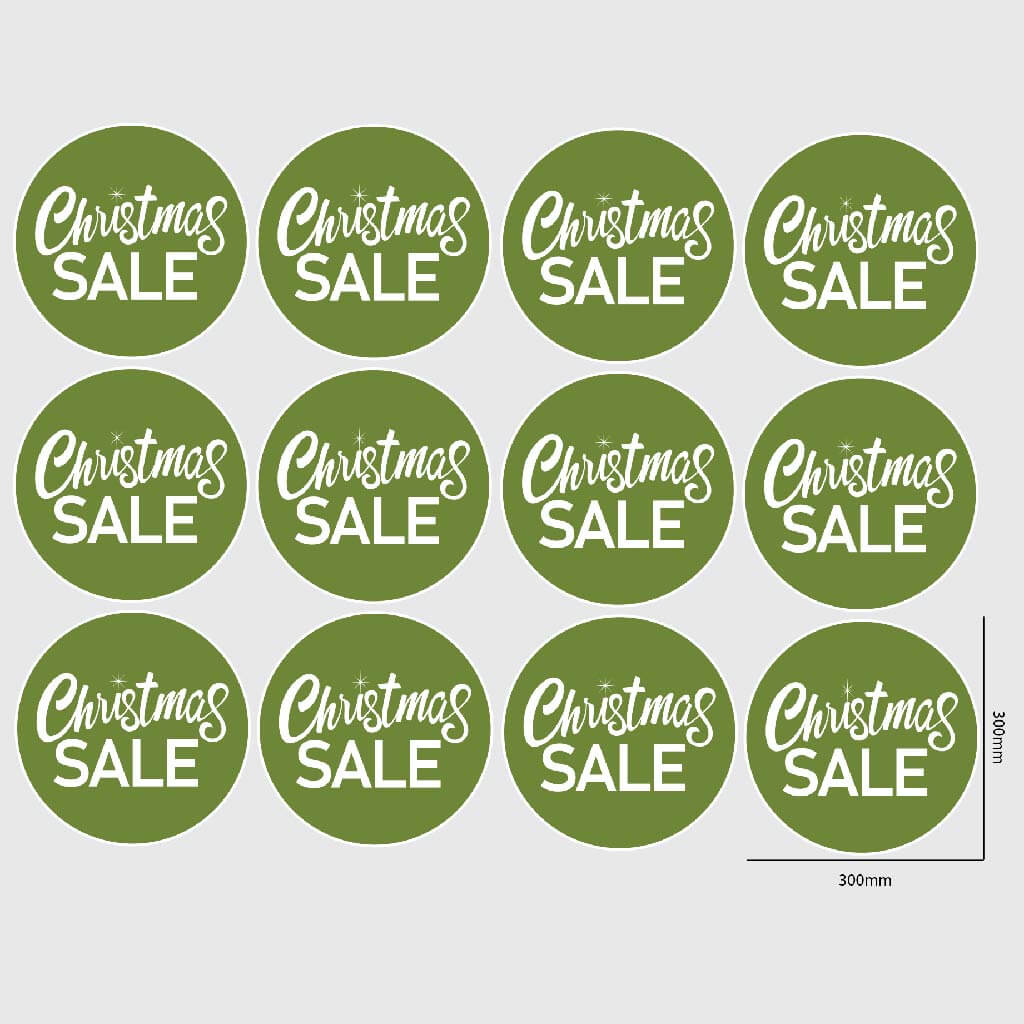 Christmas Sale Window Sticker Size Image Green