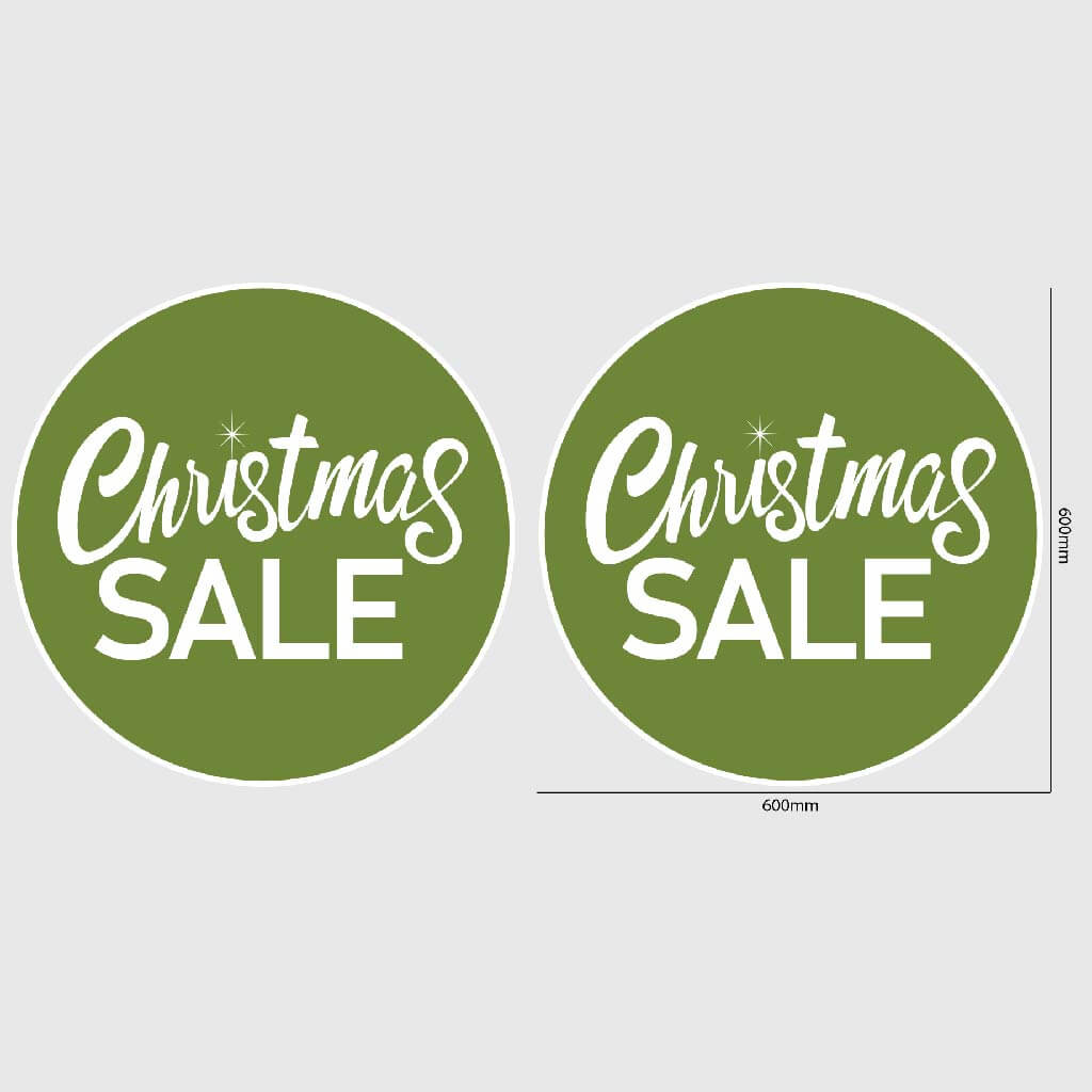 Christmas Sale Window Sticker Size Image Green