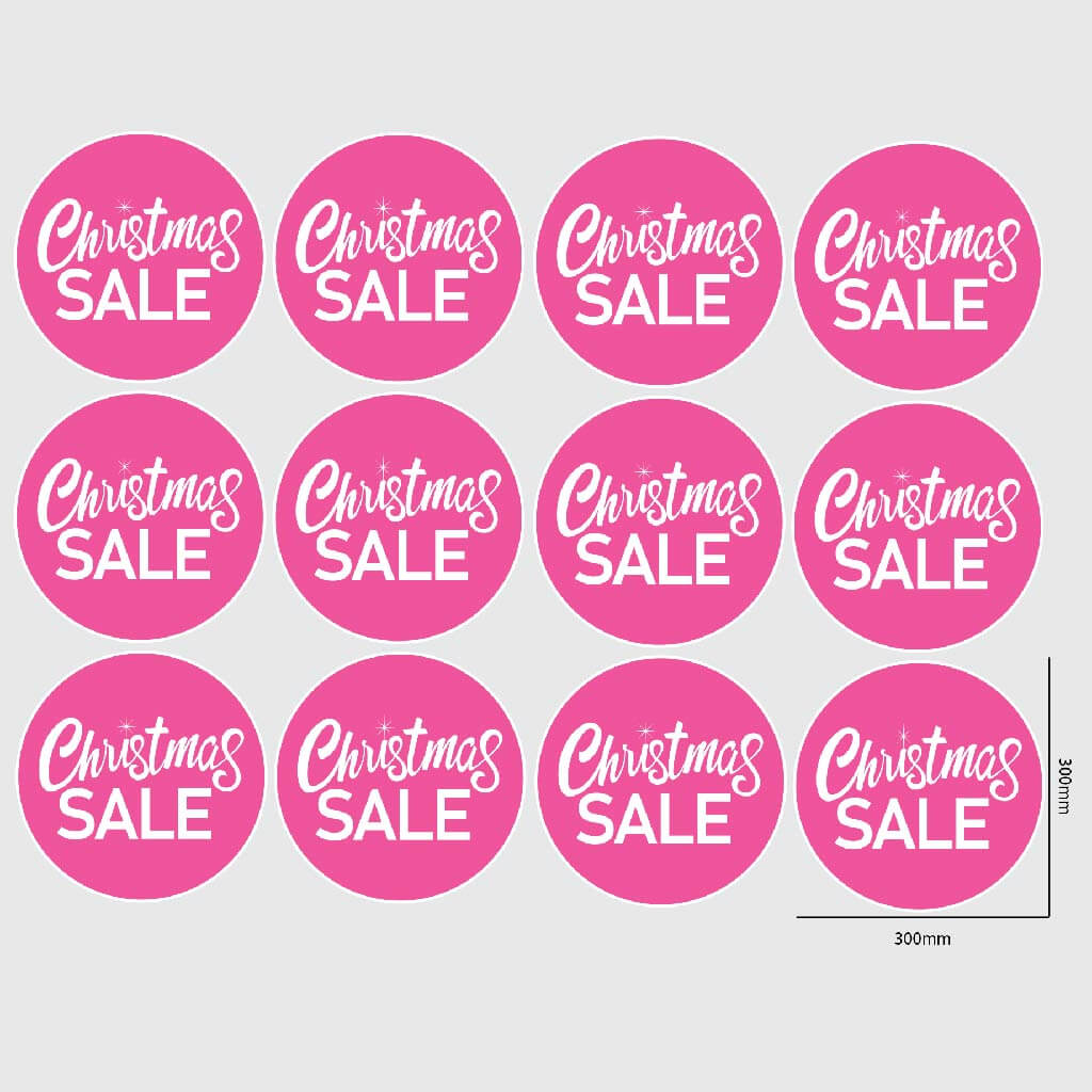 Christmas Sale Window Sticker Size Image Pink