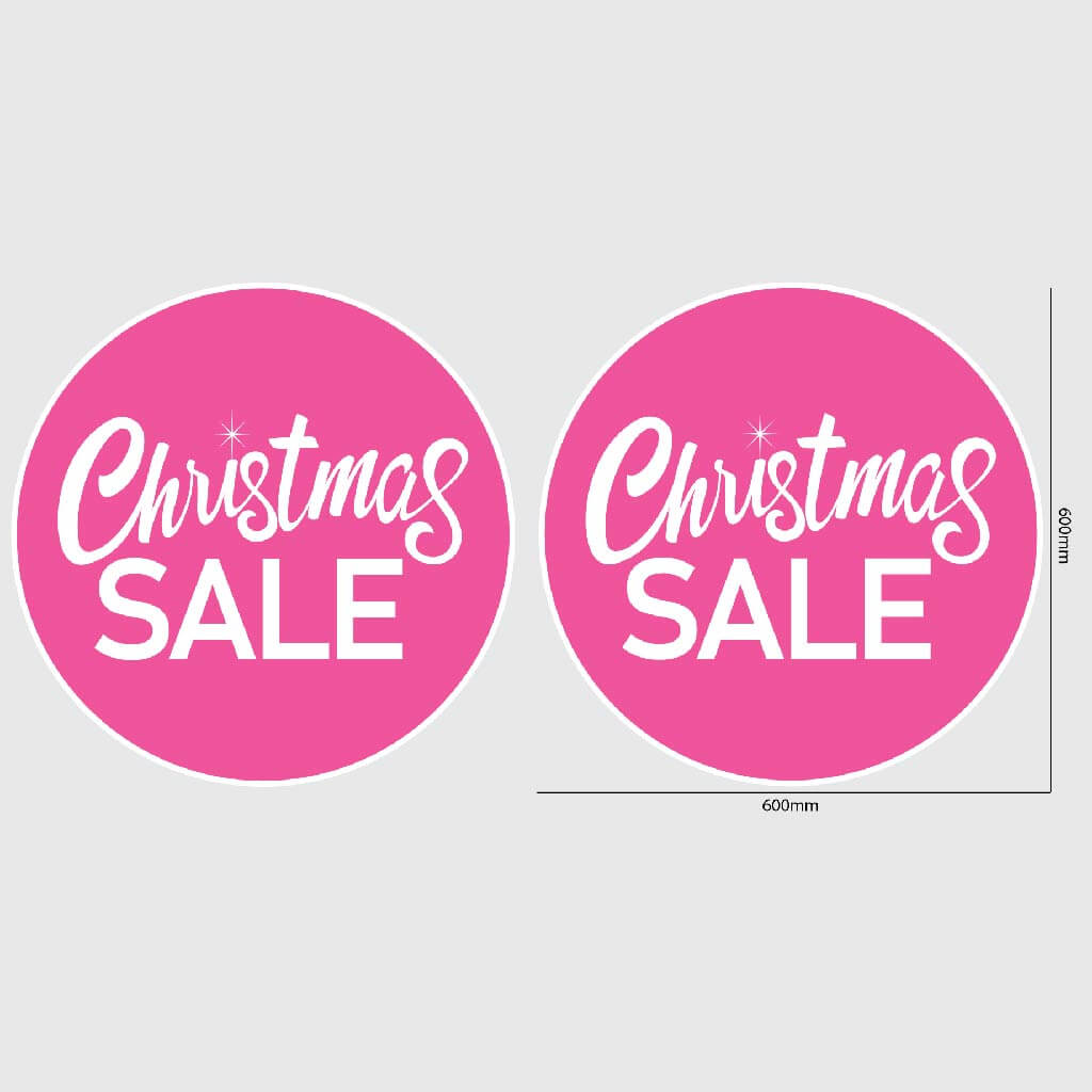 Christmas Sale Window Sticker Size Image Pink