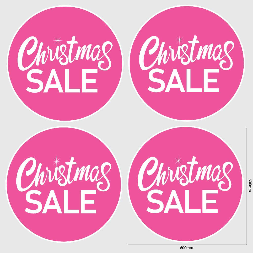 Christmas Sale Window Sticker Size Image Pink