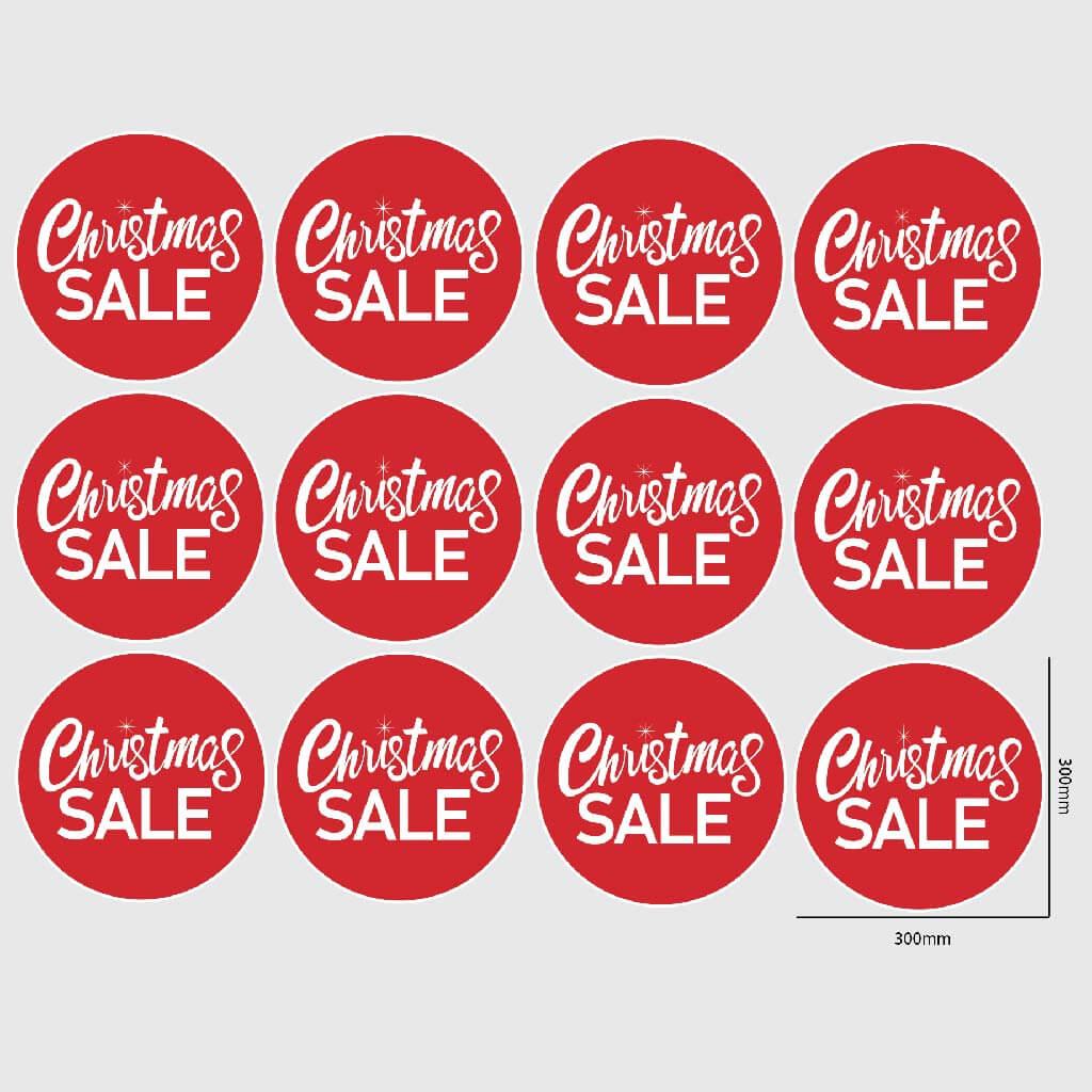 Christmas Sale Window Sticker Size Image Red