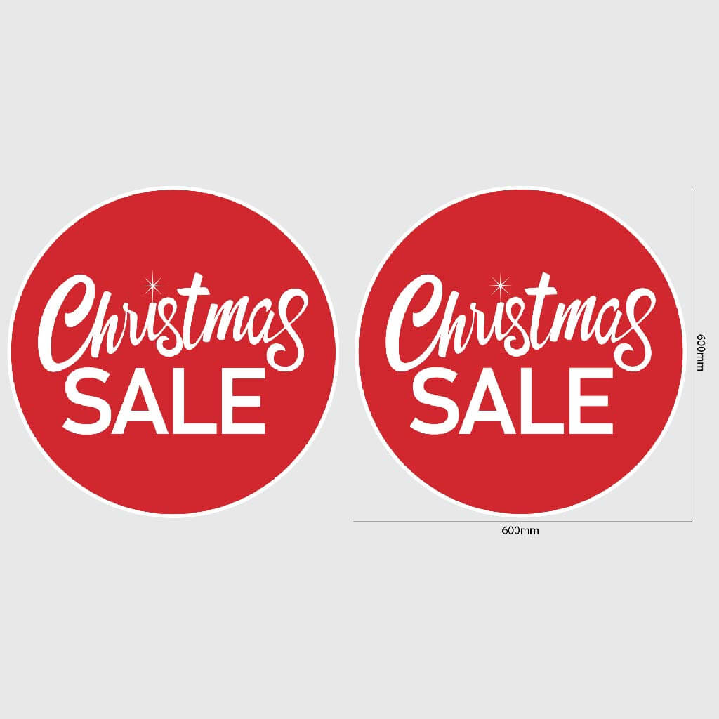 Christmas Sale Window Sticker Size Image Red