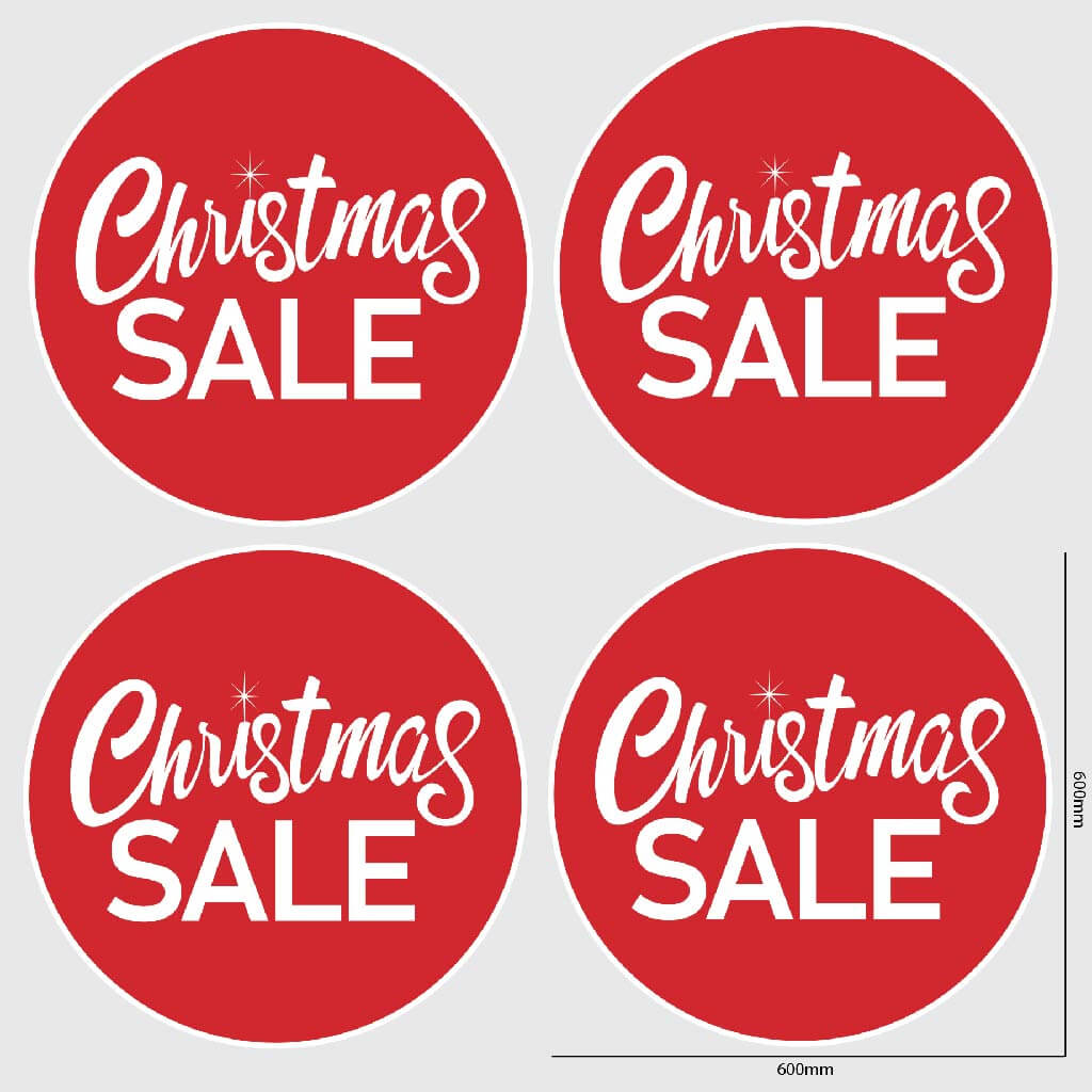 Christmas Sale Window Sticker Size Image Red