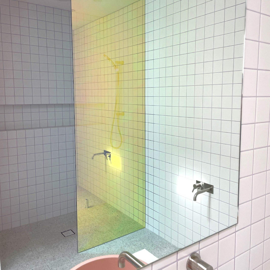 Dichroic Window Film on a shower screen