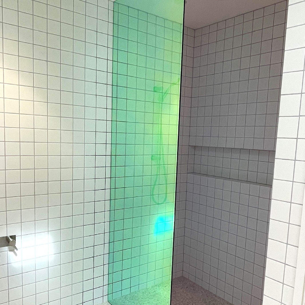 Dichroic Window Film on a shower screen