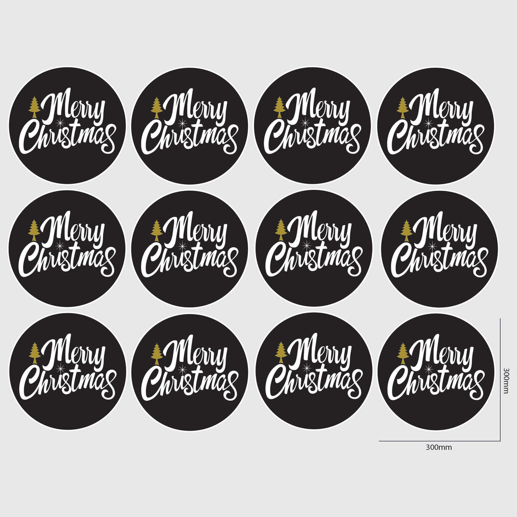 Merry Christmas Window Sticker Size Image Black