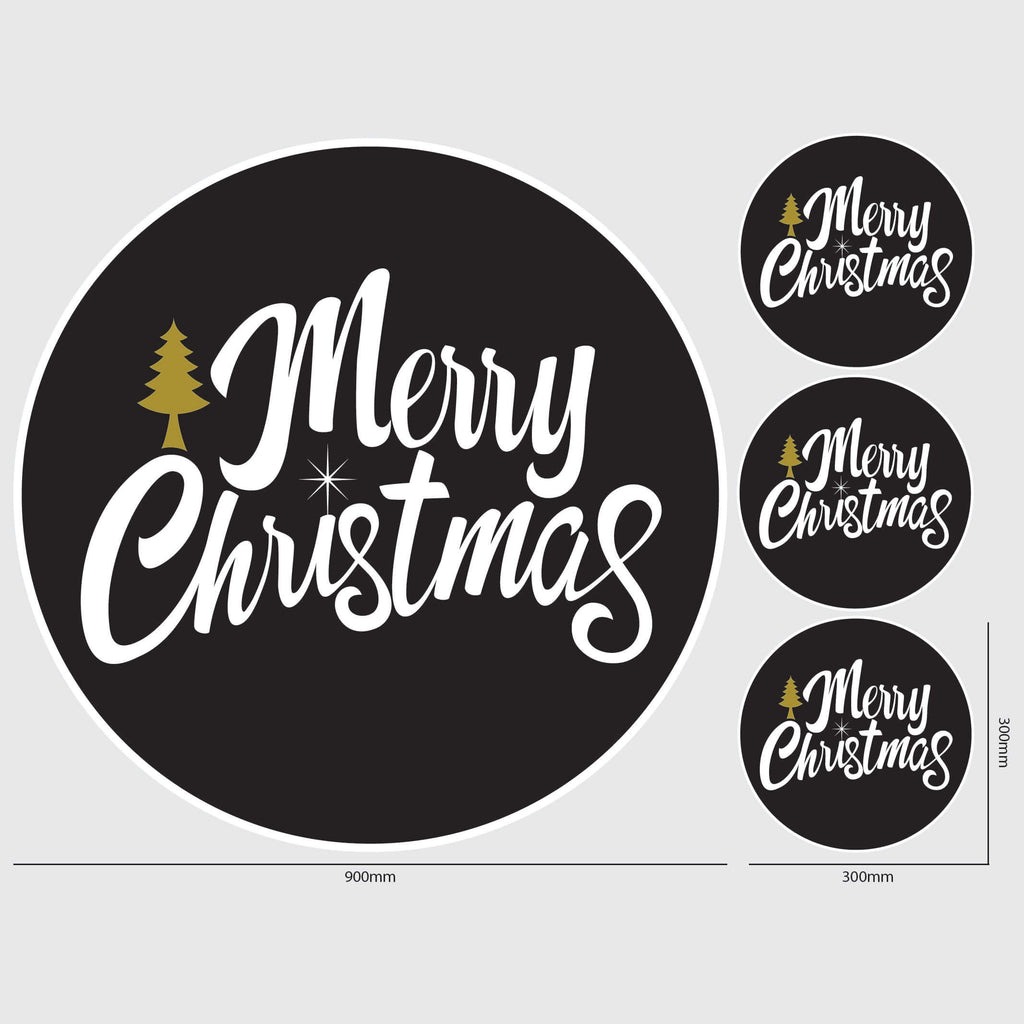 Merry Christmas Window Sticker Size Image Black