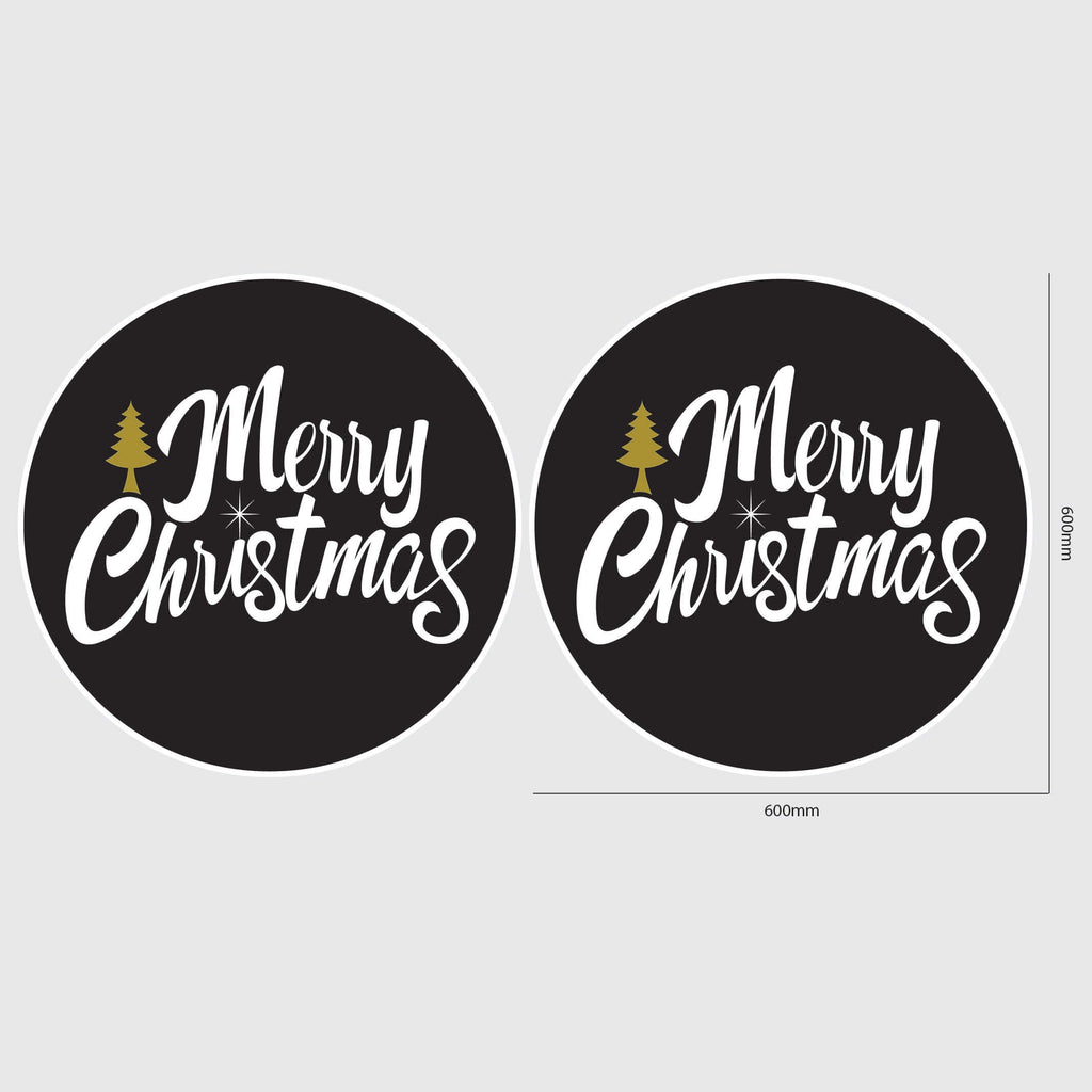 Merry Christmas Window Sticker Size Image Black