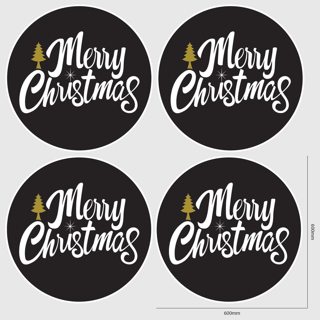 Merry Christmas Window Sticker Size Image Black