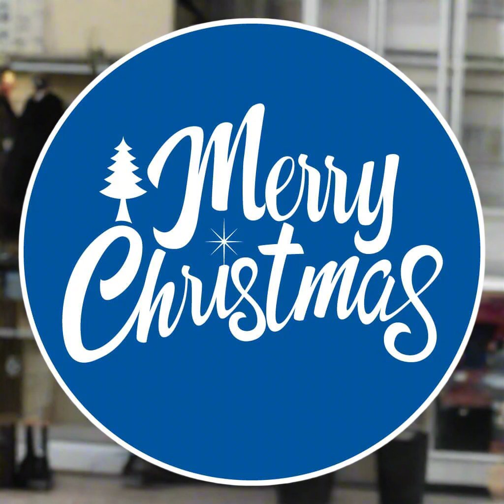 Merry Christmas Window Sticker Design Image Blue