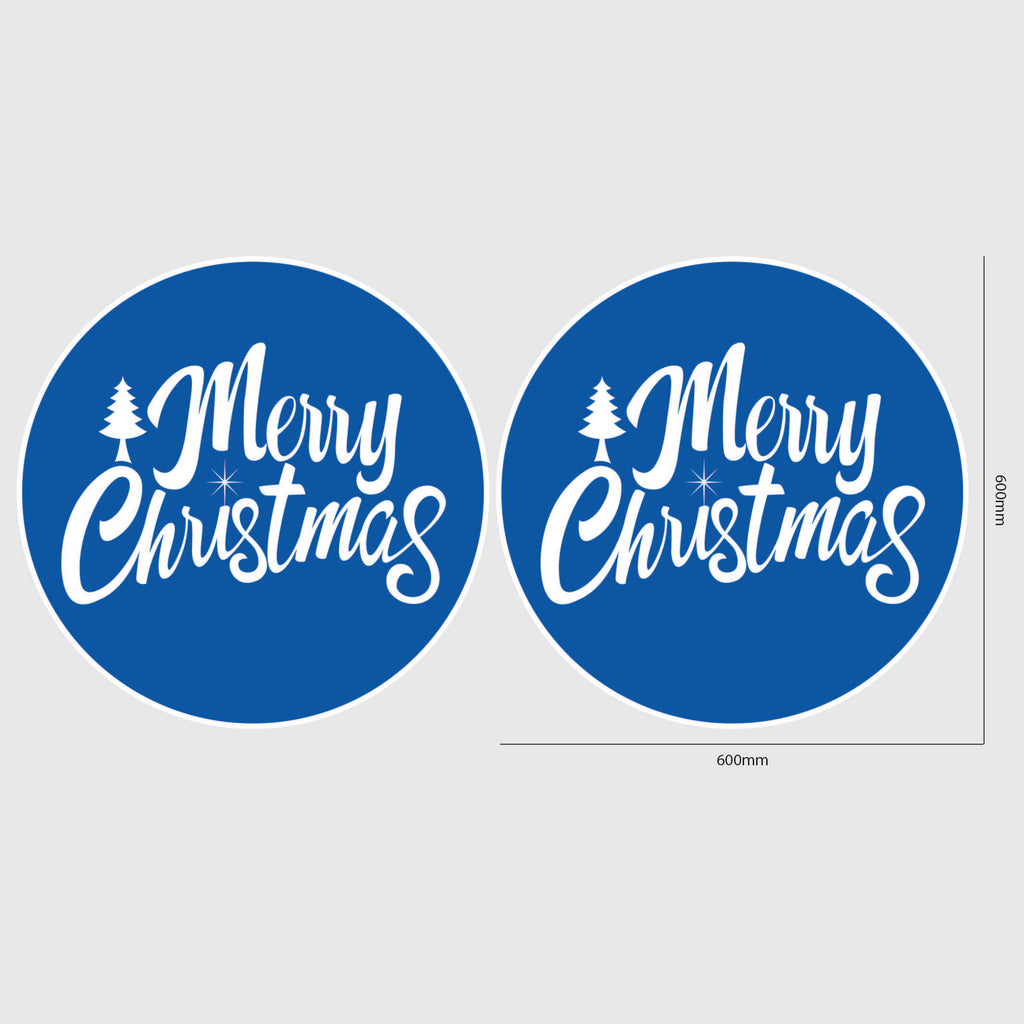 Merry Christmas Window Sticker Size Image Blue