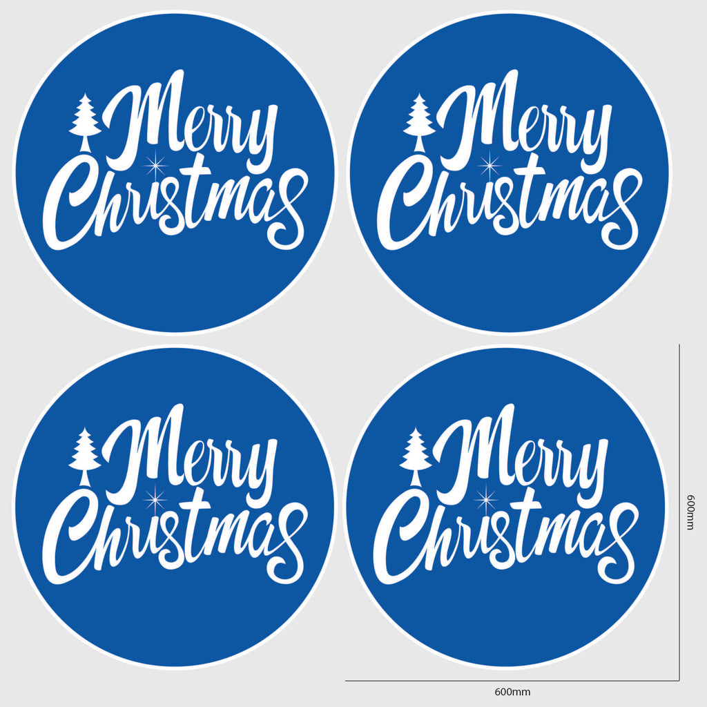 Merry Christmas Window Sticker Size Image Blue