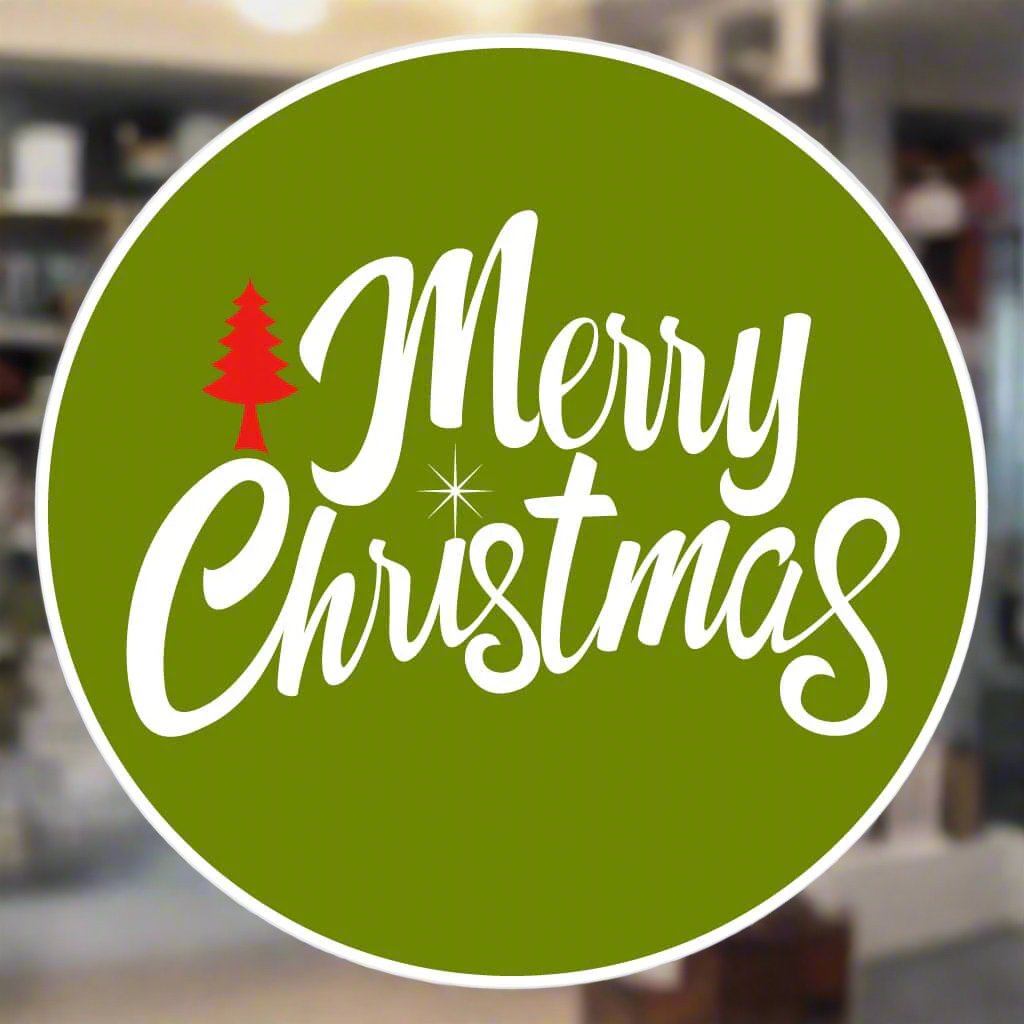 Merry Christmas Window Sticker Design Image Green