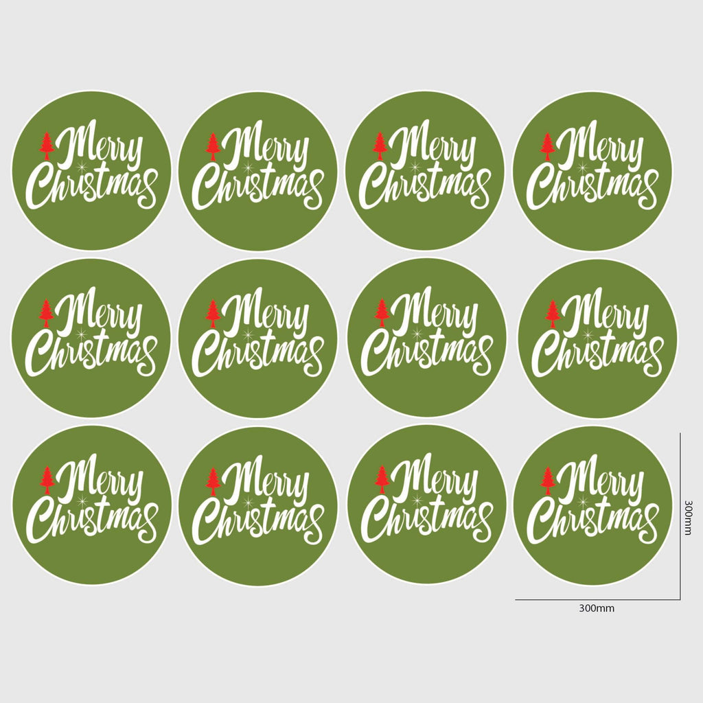 Merry Christmas Window Sticker Size Image Green