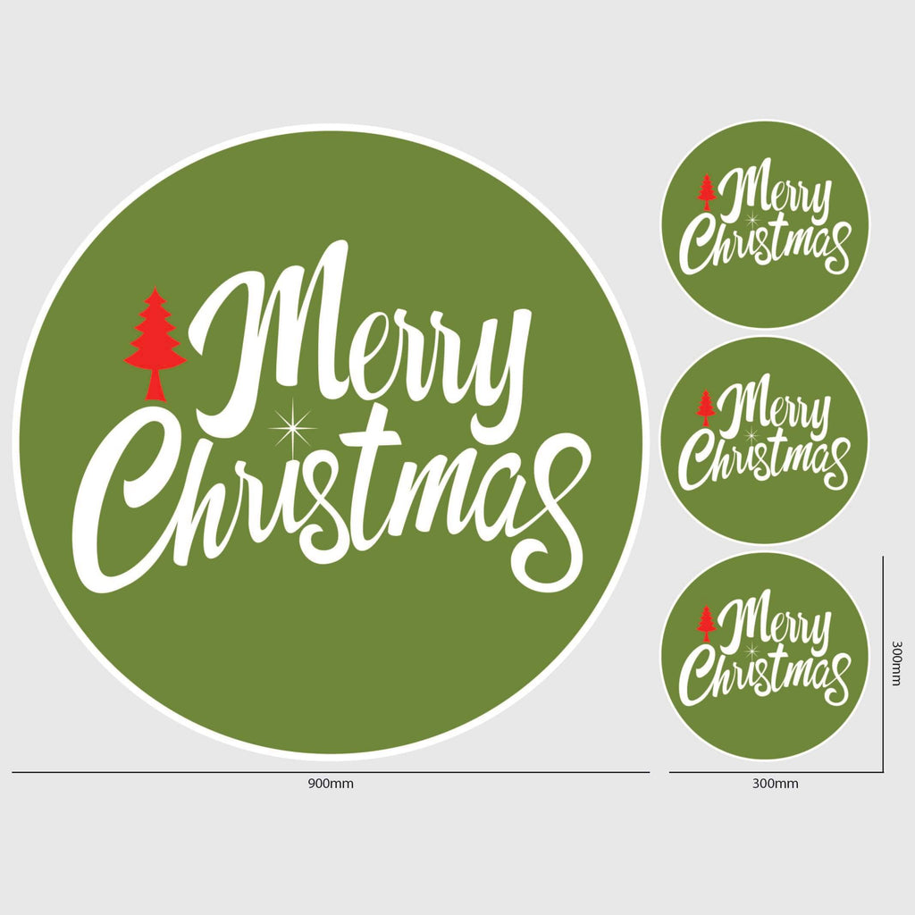 Merry Christmas Window Sticker Size Image Green