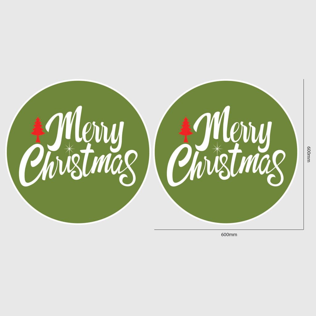 Merry Christmas Window Sticker Size Image Green