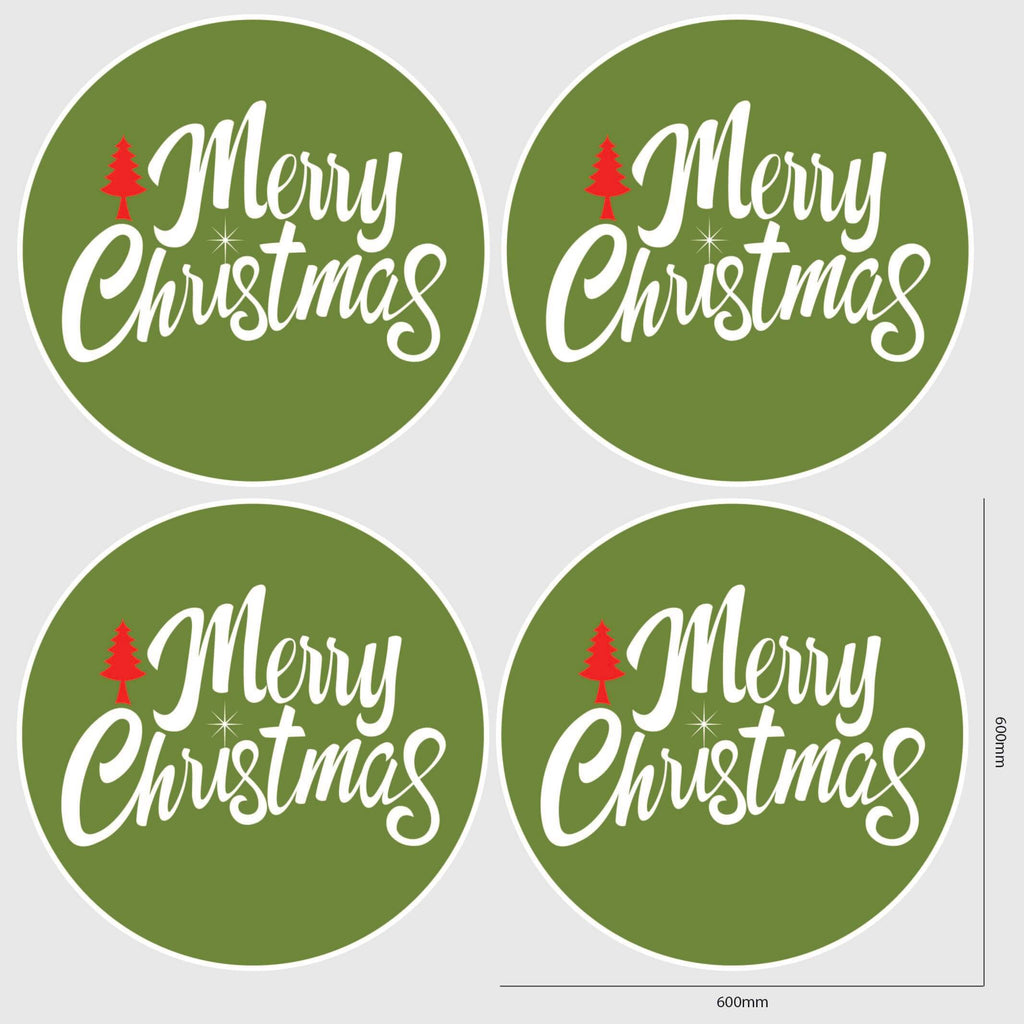 Merry Christmas Window Sticker Size Image Green