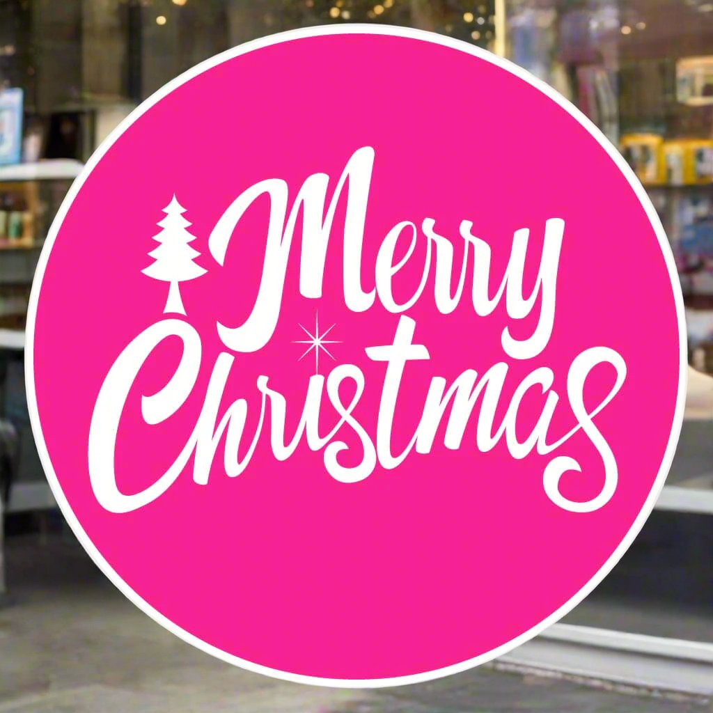 Merry Christmas Window Sticker Design Image Pink