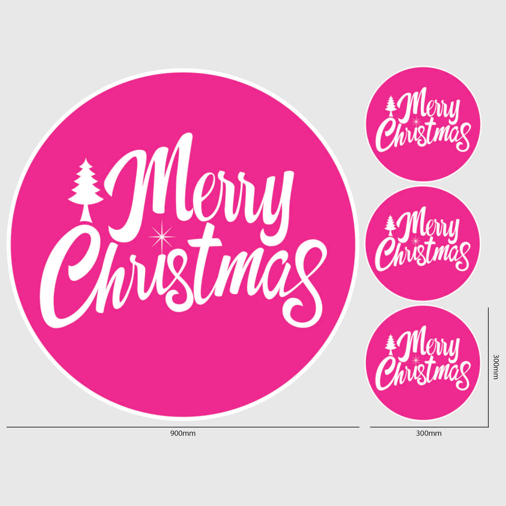 Merry Christmas Window Sticker Size Image Pink