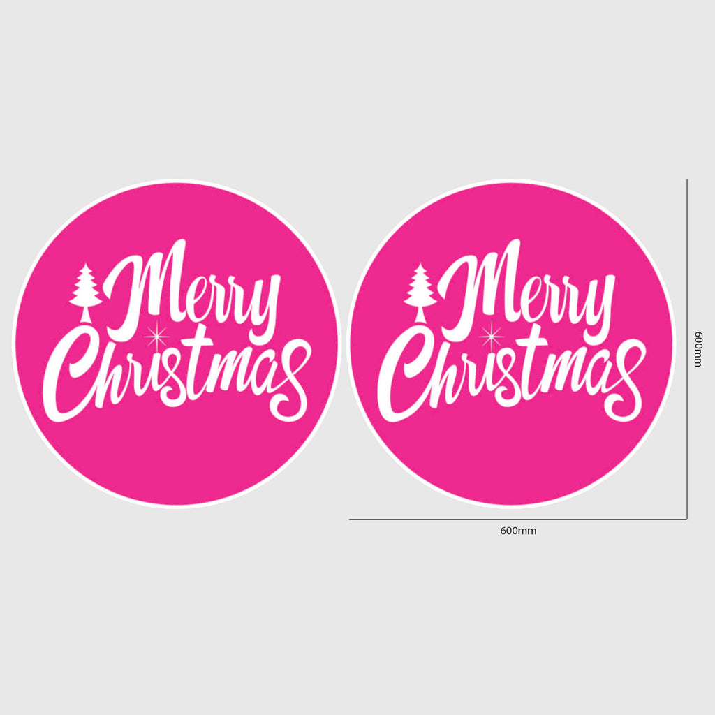 Merry Christmas Window Sticker Size Image Pink