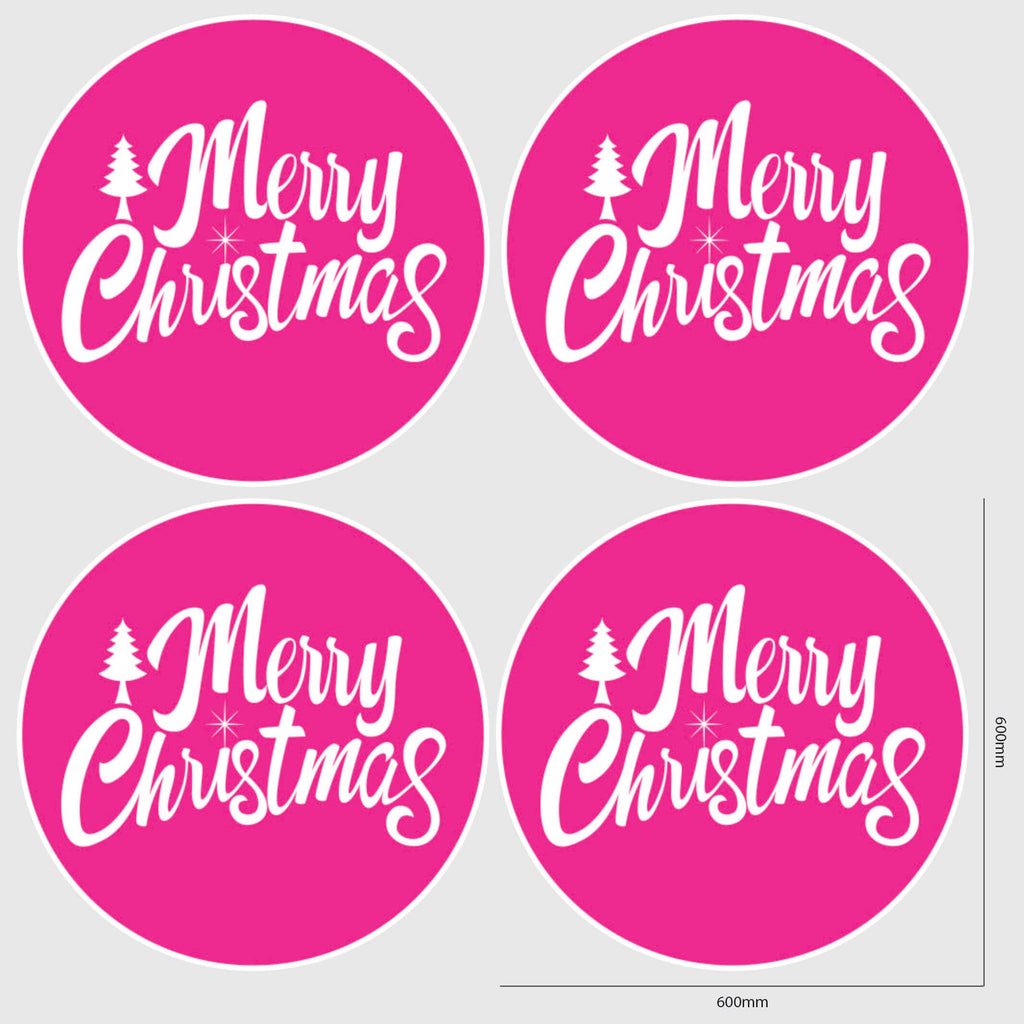 Merry Christmas Window Sticker Size Image Pink