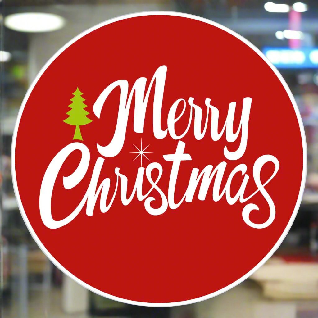 Merry Christmas Window Sticker Design Image Red