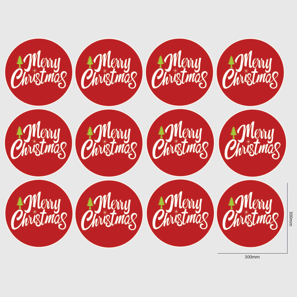 Merry Christmas Window Sticker Size Image Red