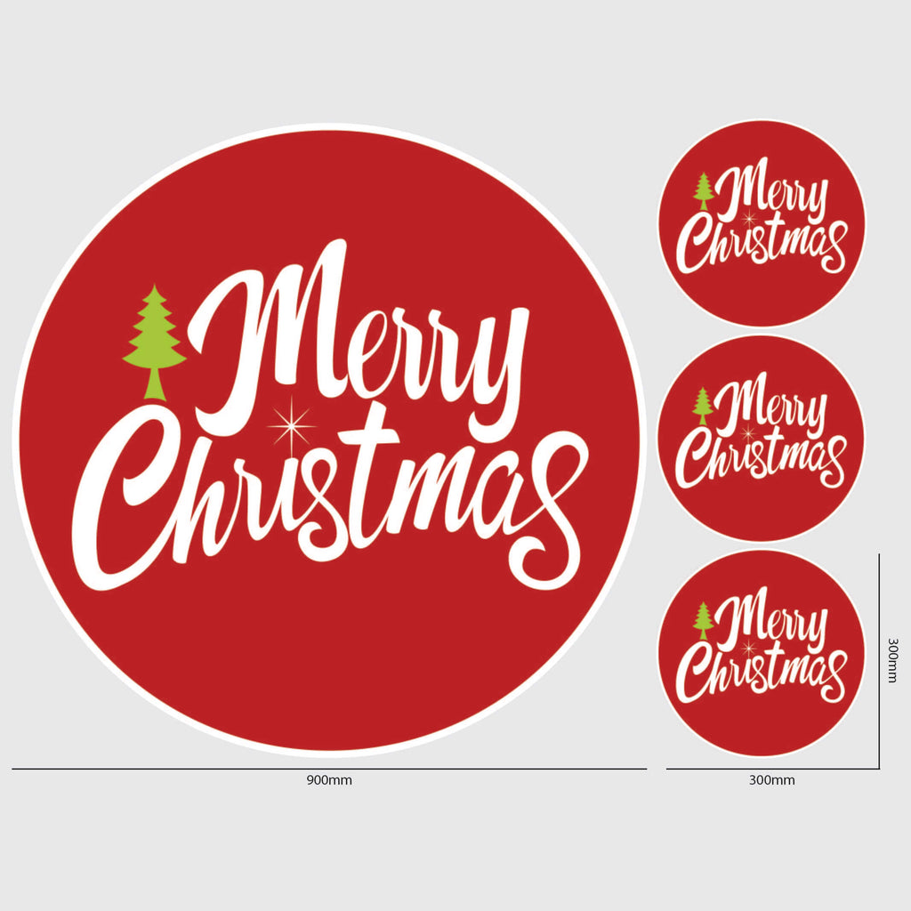 Merry Christmas Window Sticker Size Image Red