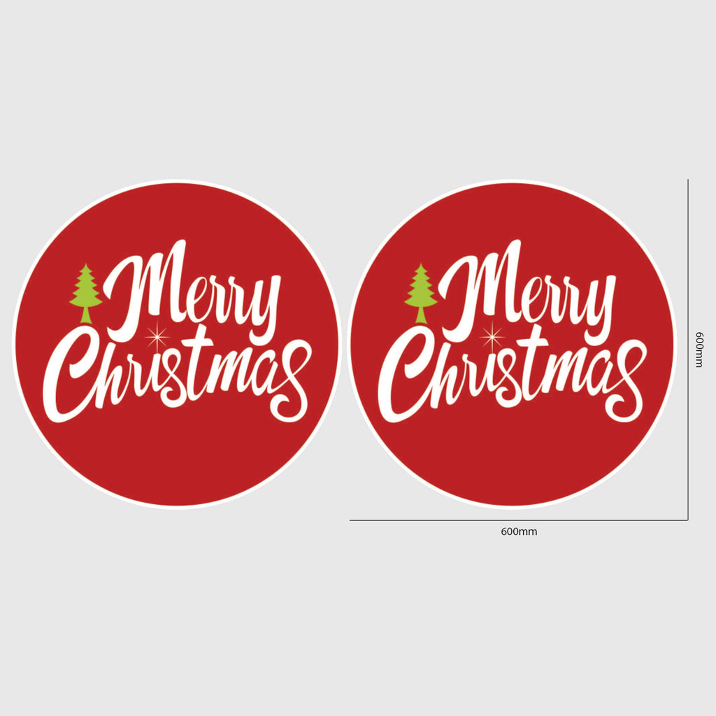 Merry Christmas Window Sticker Size Image Red