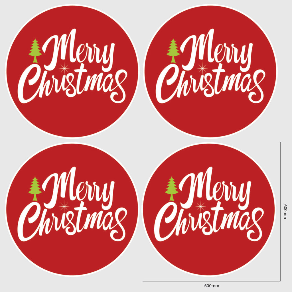 Merry Christmas Window Sticker Size Image Red