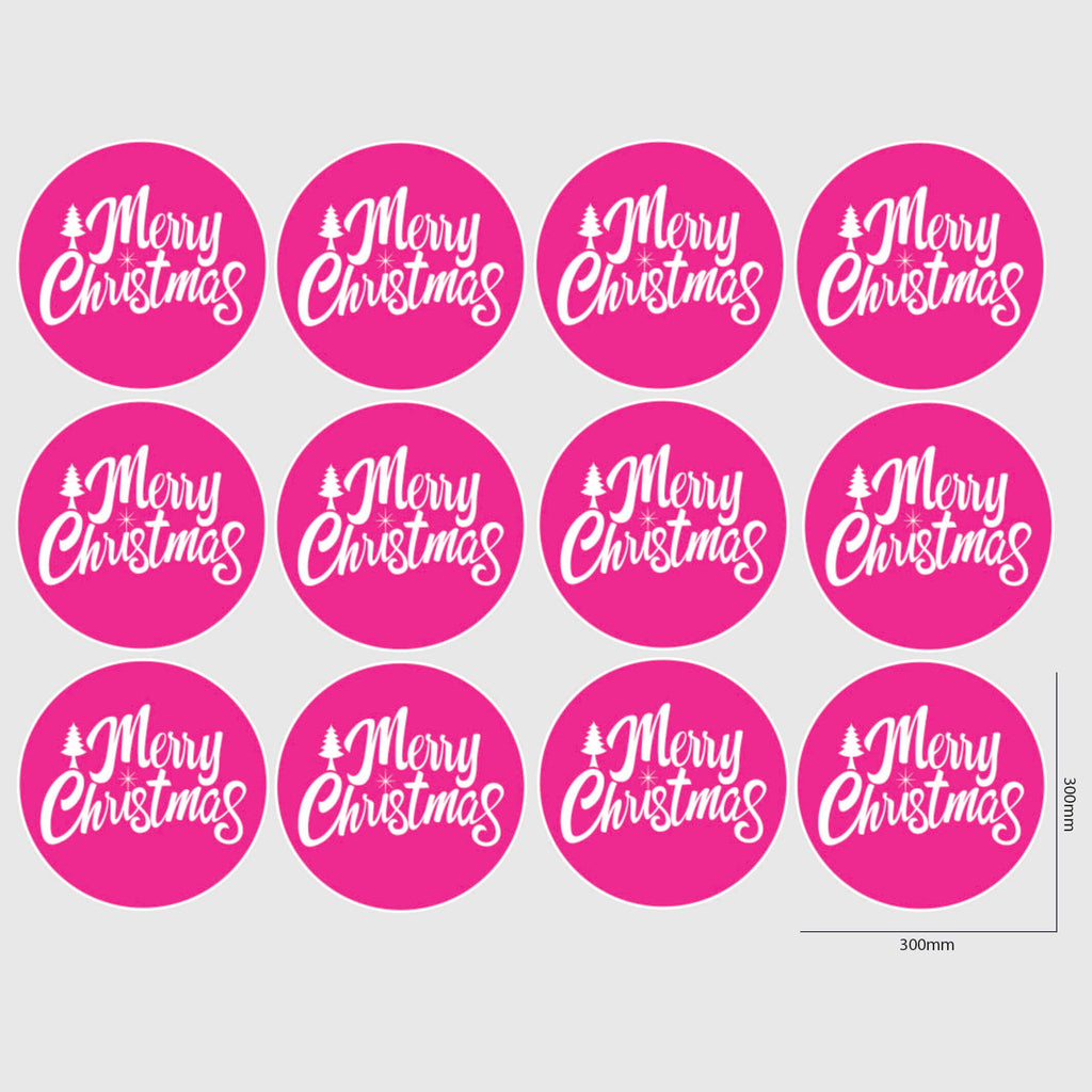 Merry Christmas Window Sticker Size Image Pink