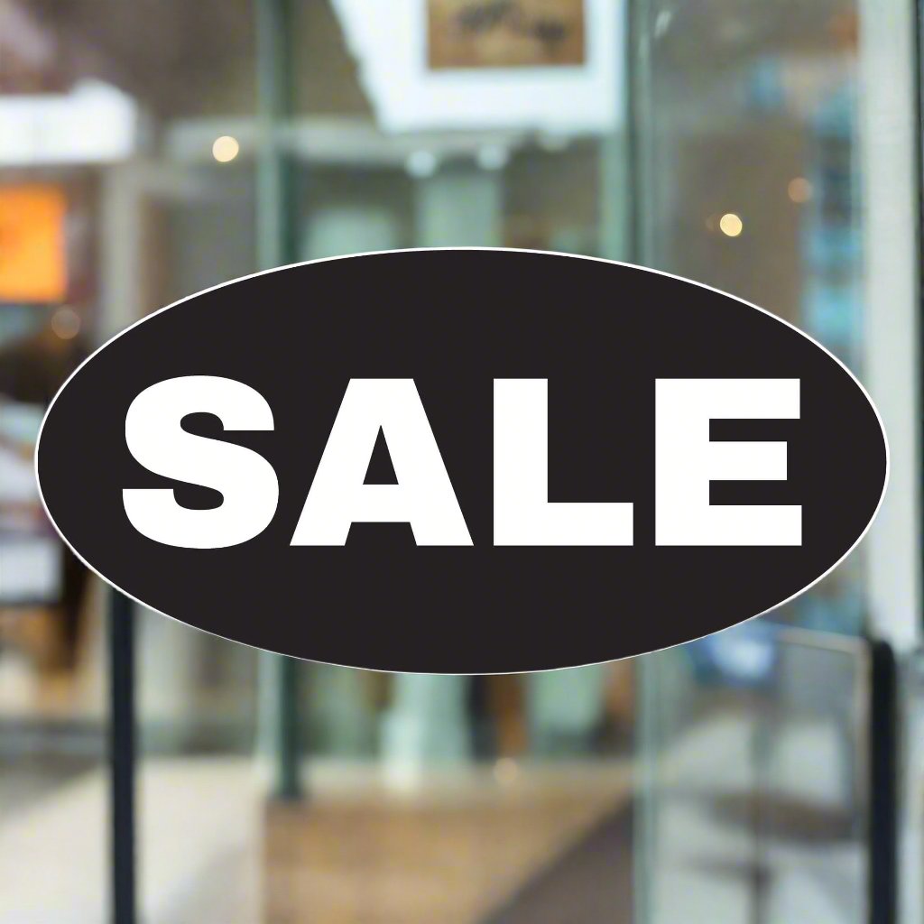 Oval Sale window sticker black