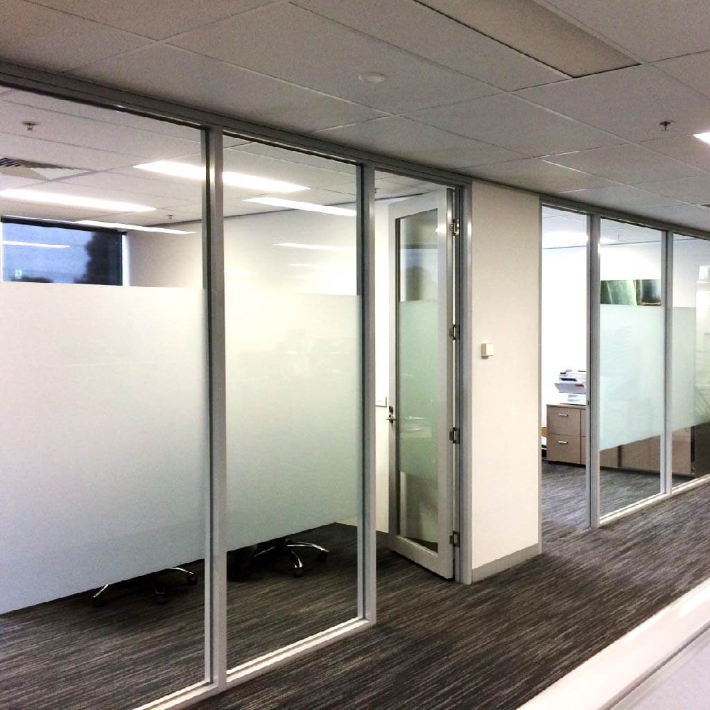 Plain Frosted Window Film installed onto office glass partitions