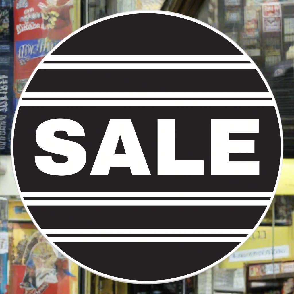 Round Sale Window Sticker with lines in black