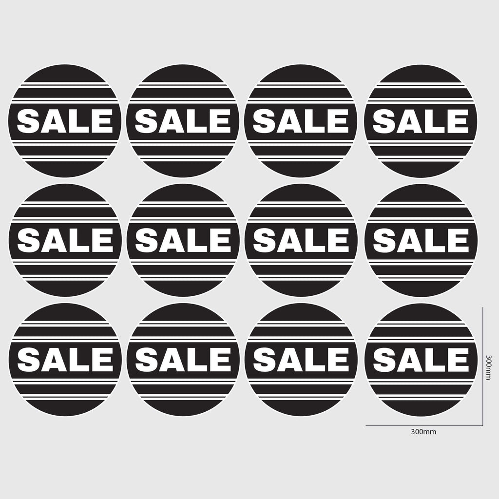 Round Sale Window Sticker with lines in black