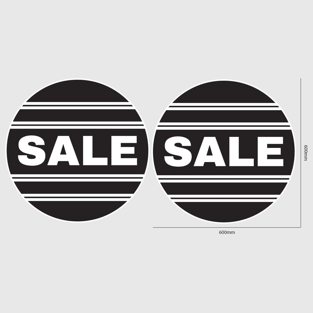 Round Sale Window Sticker with lines in black