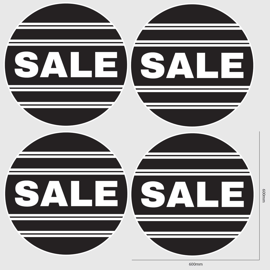 Round Sale Window Sticker with lines in black