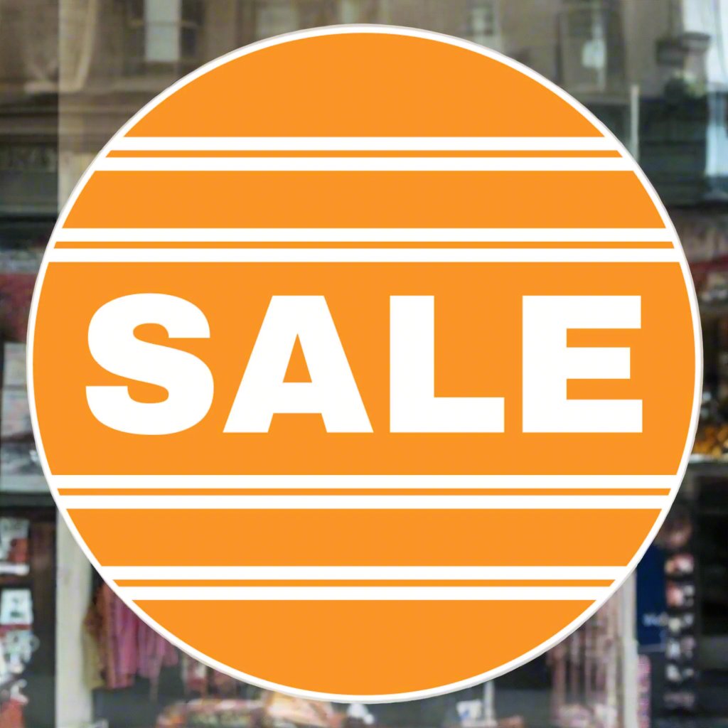 Round Sale Window Sticker with lines in orange