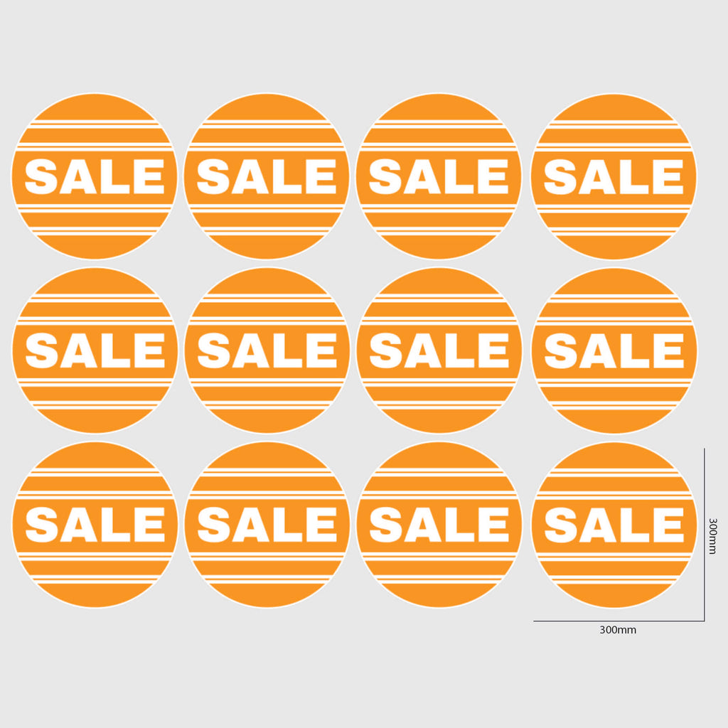 Round Sale Window Sticker with lines in orange