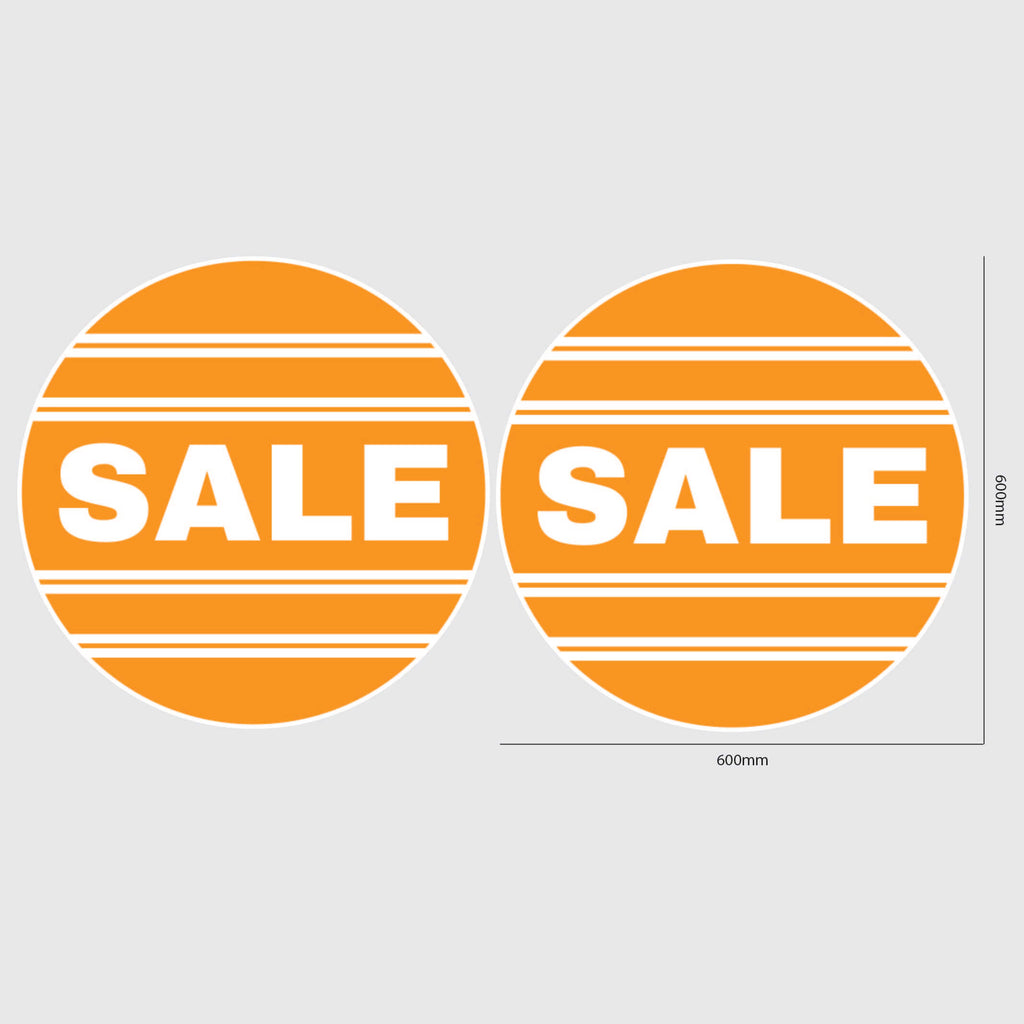 Round Sale Window Sticker with lines in orange